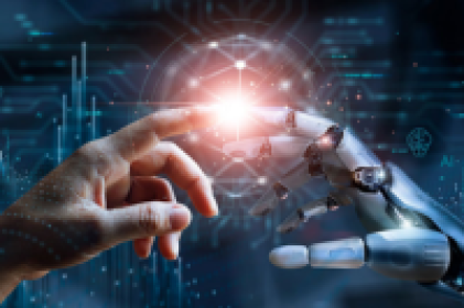 artificial intelligence and human hand